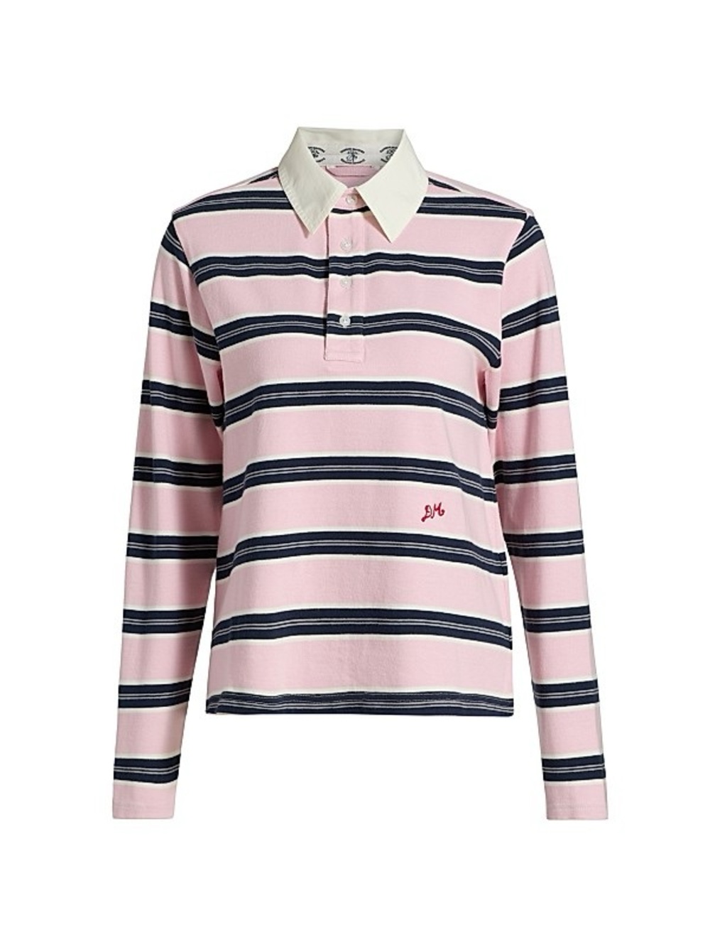 Damson Madder Pink & Navy Striped Long-Sleeve Rugby Polo